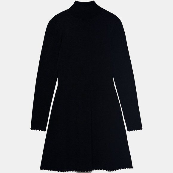 ZARA Knit Dress with Scalloped Trim - Picture 9 of 9